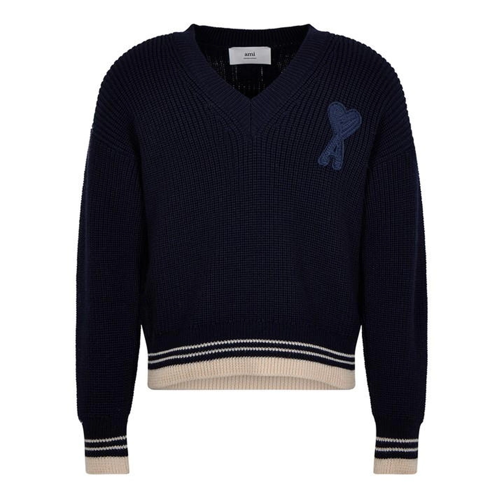 AMI Paris Ribbed Ami De Coeur Sweatshirt - Blue
